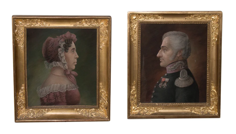 Paire de portraits  époque Restauration
