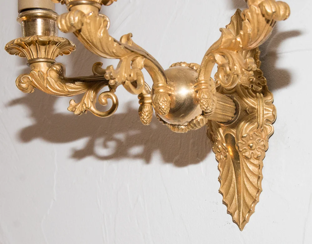 Paire d’appliques en bronze doré époque restauration