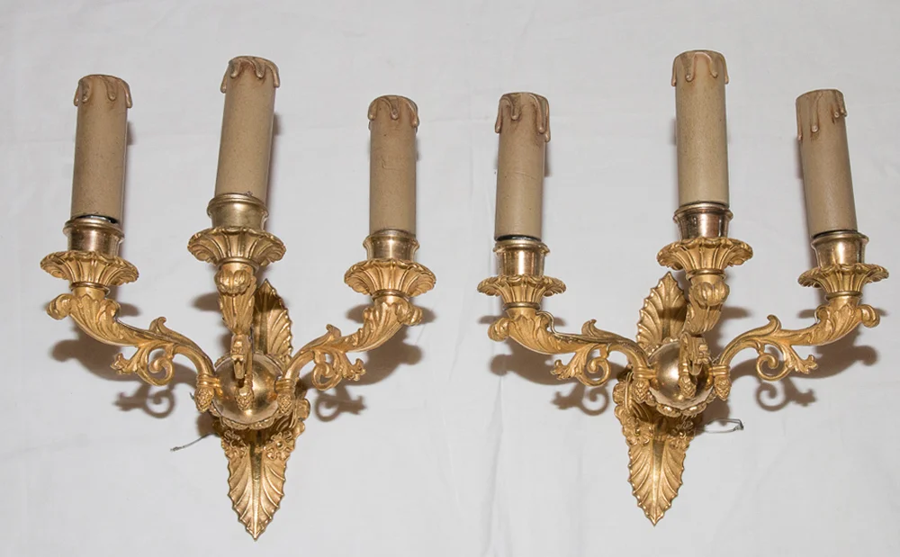 Paire d’appliques en bronze doré époque restauration