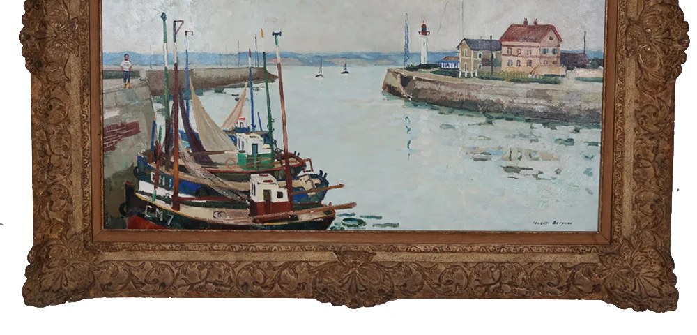 Port De Honfleur" Signé Jacques Bouyssou Daté 1967