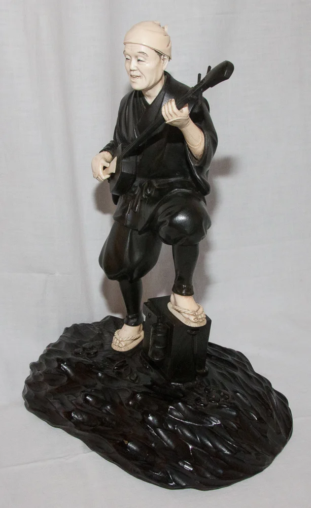 Okimono Joueur de Shamisen Période Meiji