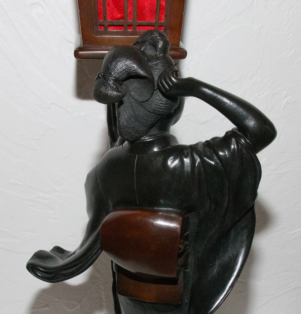Geisha Lampe en bronze période Meiji