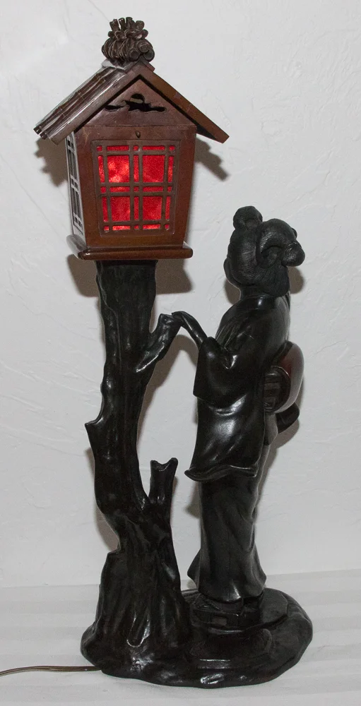 Geisha Lampe en bronze période Meiji