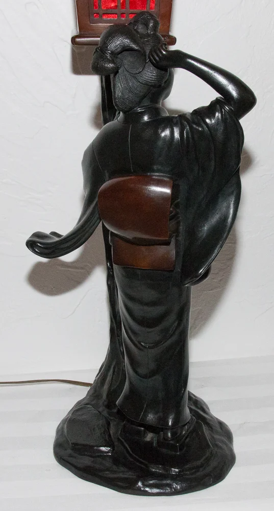 Geisha Lampe en bronze période Meiji