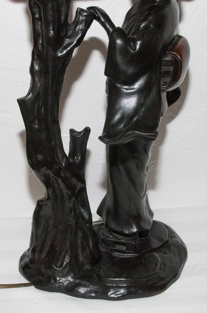 Geisha Lampe en bronze période Meiji