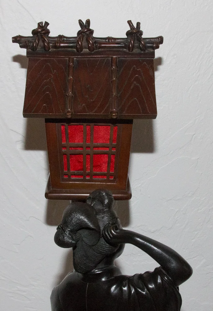 Geisha Lampe en bronze période Meiji