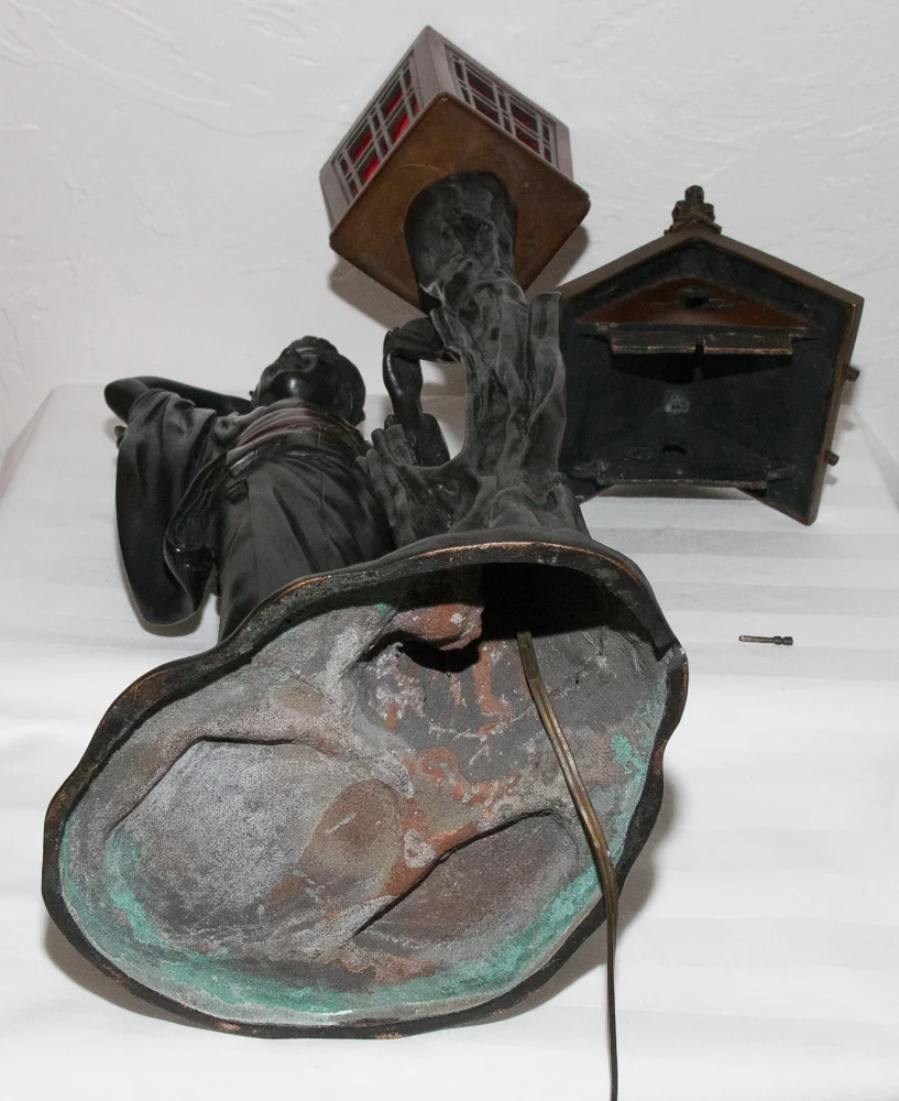 Geisha Lampe en bronze période Meiji