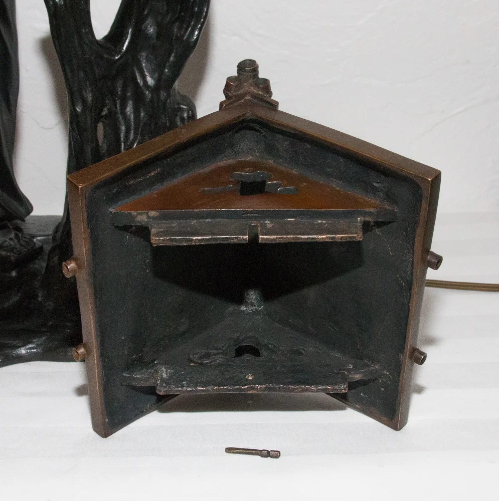 Geisha Lampe en bronze période Meiji