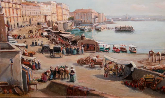 Naples Borgo Santa Lucia – Giacinto Gigante 1806-1876