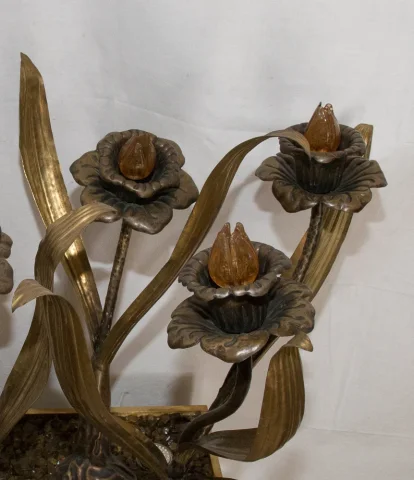 Grande Lampe florale maison Jansen design des années 70