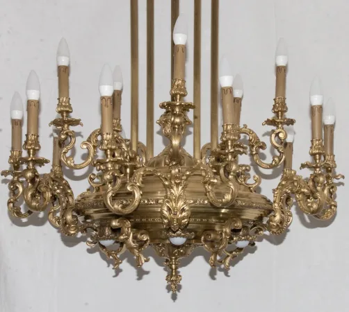 Grand lustre en bronze doré époque Napoléon III