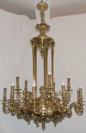 Grand lustre en bronze doré époque Napoléon III