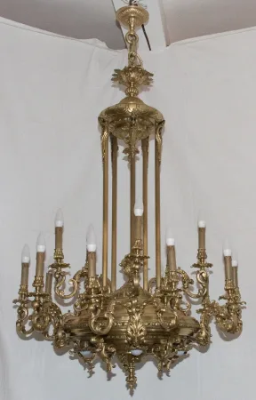 Grand lustre en bronze doré époque Napoléon III