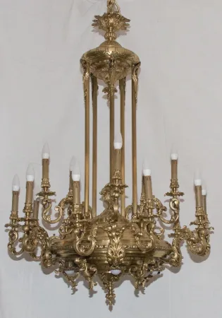 Grand lustre en bronze doré époque Napoléon III