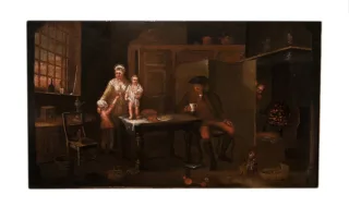 Scène de genre Huile sur panneau fin XVIIIe