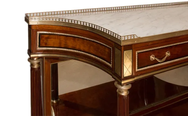 Console desserte en acajou d'époque Louis XVI