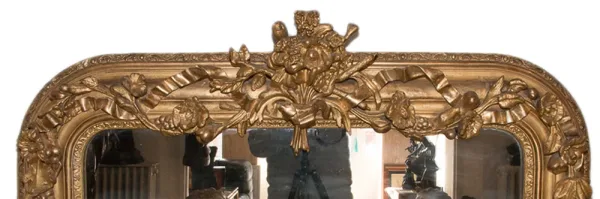 Miroir de cheminée en bois et stuc doré époque Napoléon III