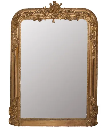 Miroir de cheminée en bois et stuc doré époque Napoléon III
