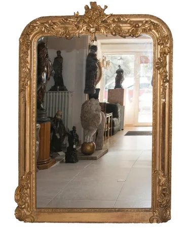 Miroir de cheminée en bois et stuc doré époque Napoléon III