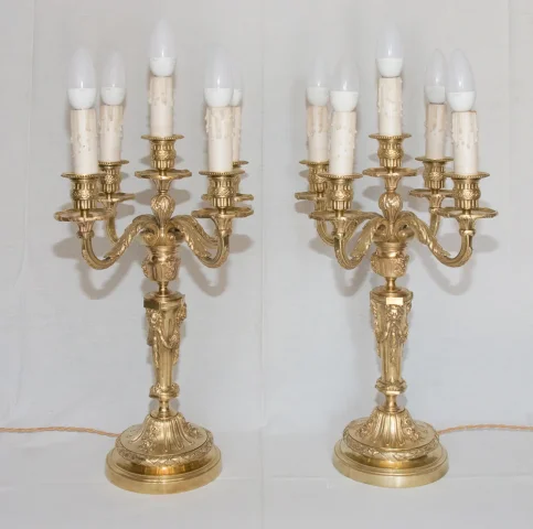 Paire de chandeliers en bronze doré époque napoléon III