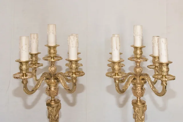 Paire de chandeliers en bronze doré époque napoléon III