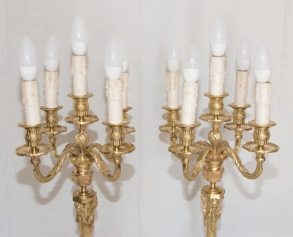 Paire de chandeliers en bronze doré époque napoléon III