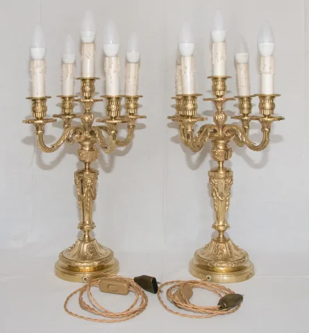 Paire de chandeliers en bronze doré époque napoléon III