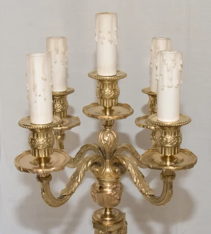 Paire de chandeliers en bronze doré époque napoléon III