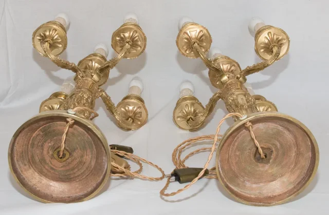 Paire de chandeliers en bronze doré époque napoléon III