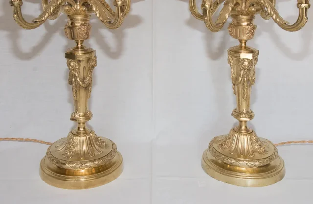 Paire de chandeliers en bronze doré époque napoléon III