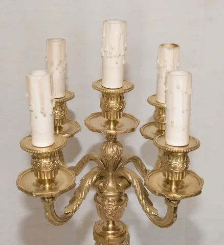 Paire de chandeliers en bronze doré époque napoléon III
