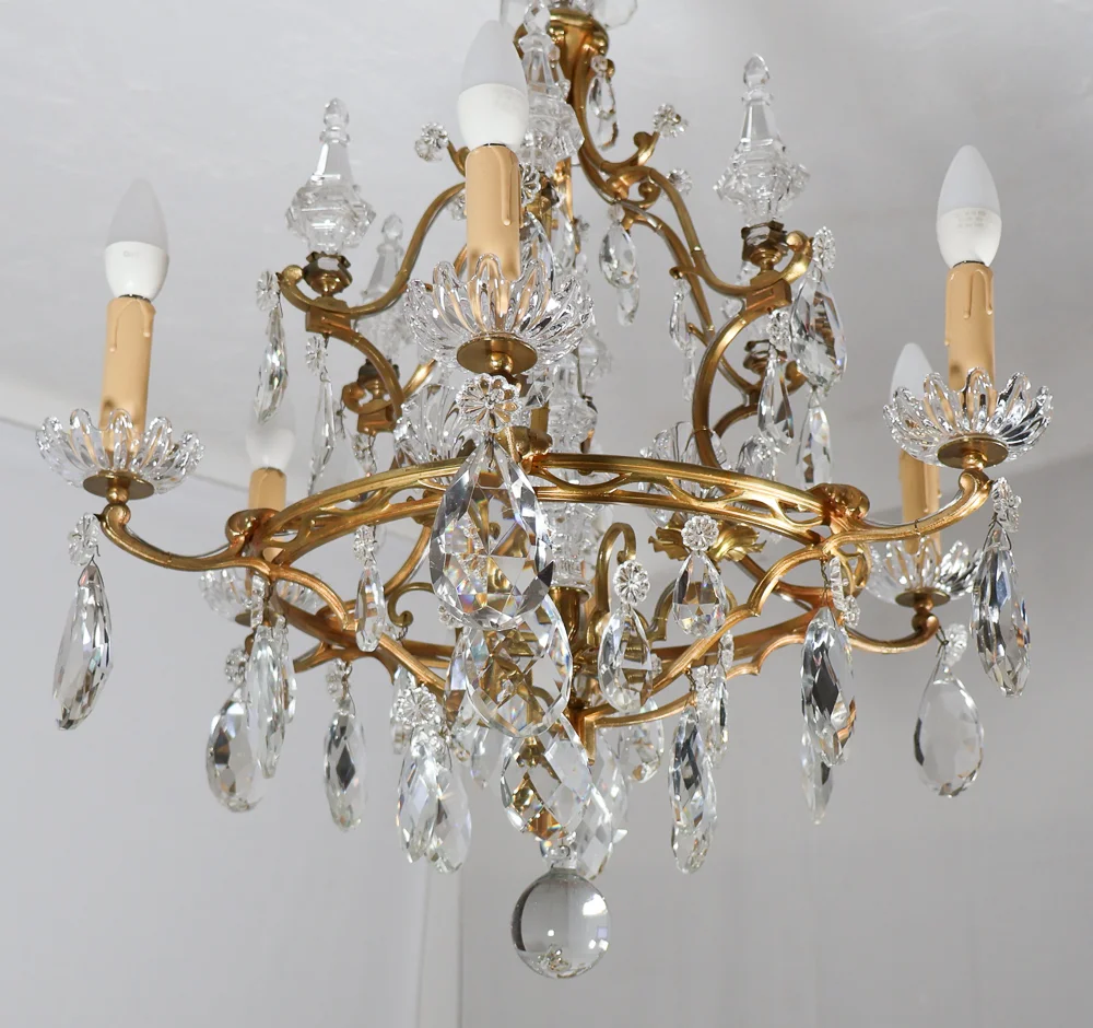 BRONZE AND CRYSTAL CEILING LIGHT