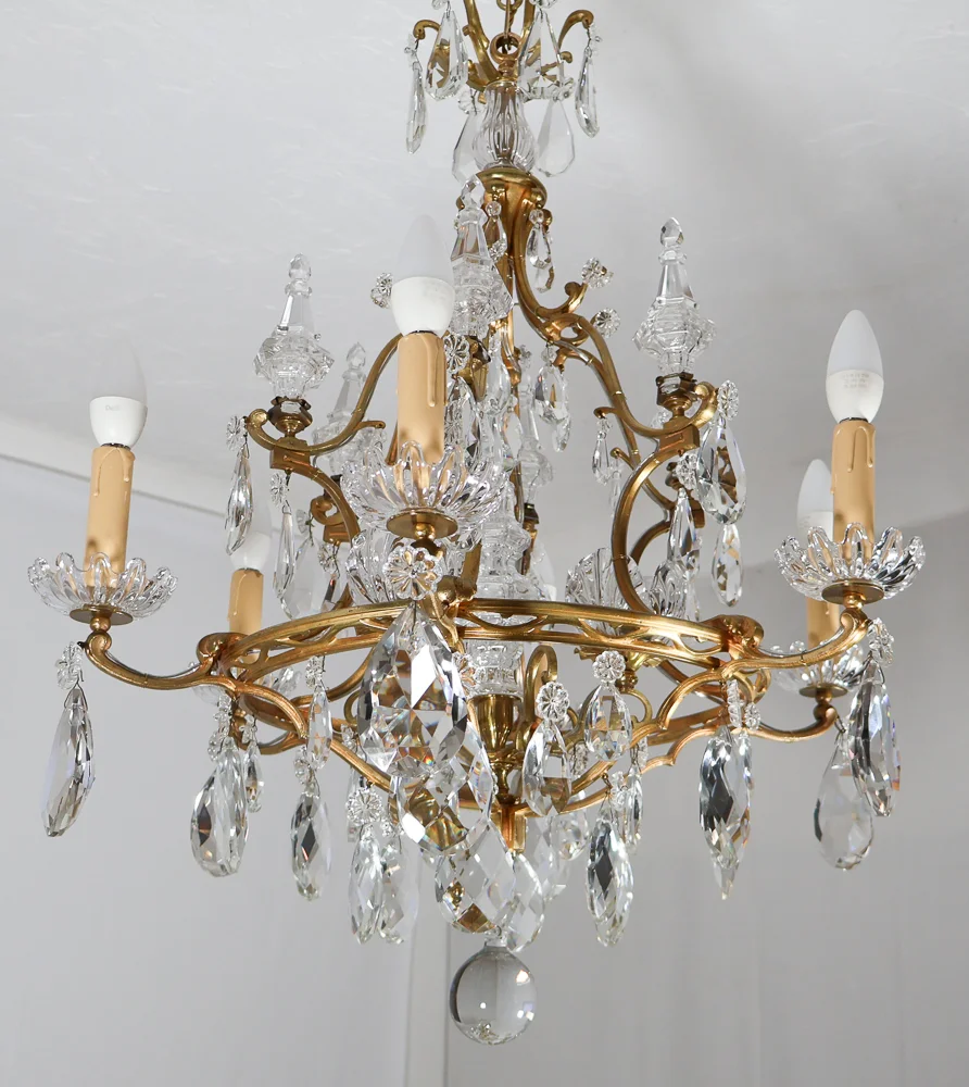 BRONZE AND CRYSTAL CEILING LIGHT