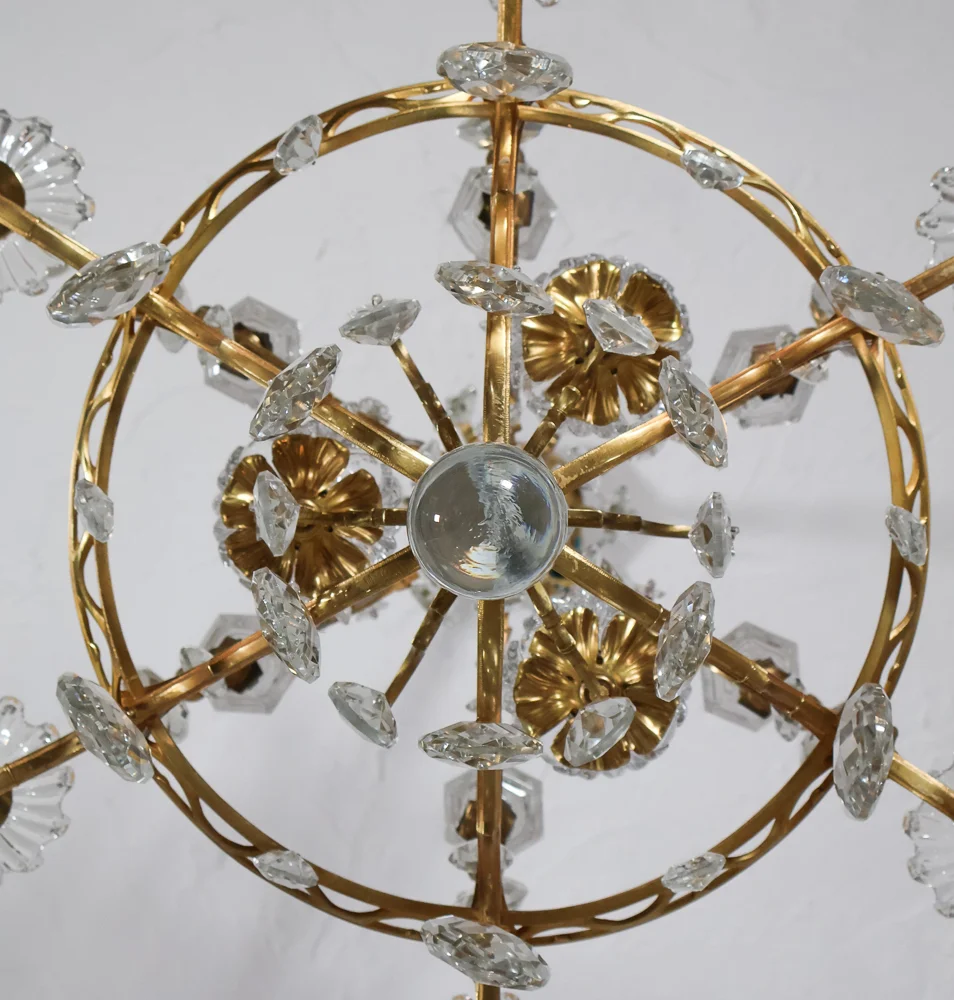 BRONZE AND CRYSTAL CEILING LIGHT