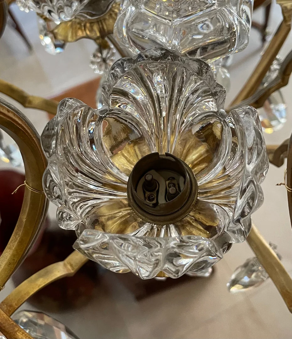 BRONZE AND CRYSTAL CEILING LIGHT
