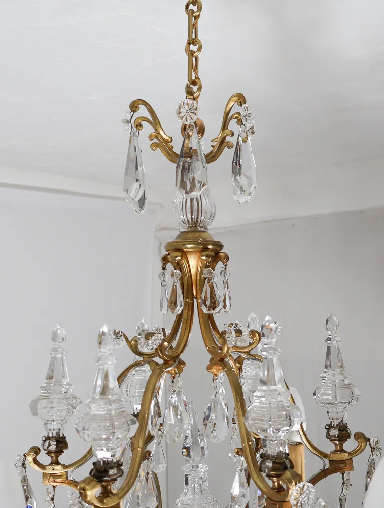 BRONZE AND CRYSTAL CEILING LIGHT