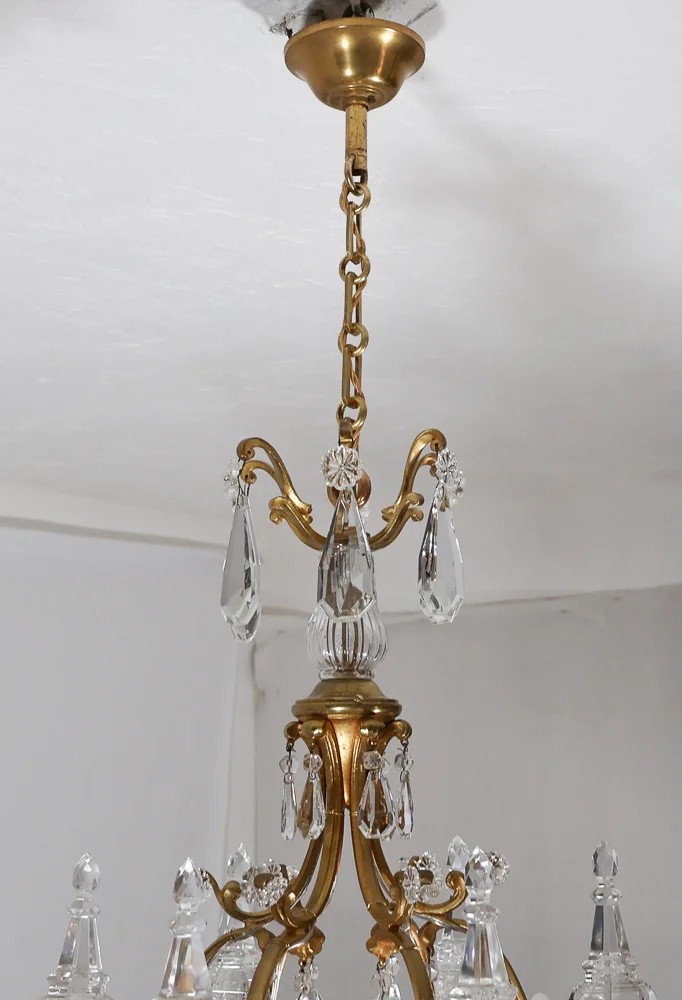 BRONZE AND CRYSTAL CEILING LIGHT