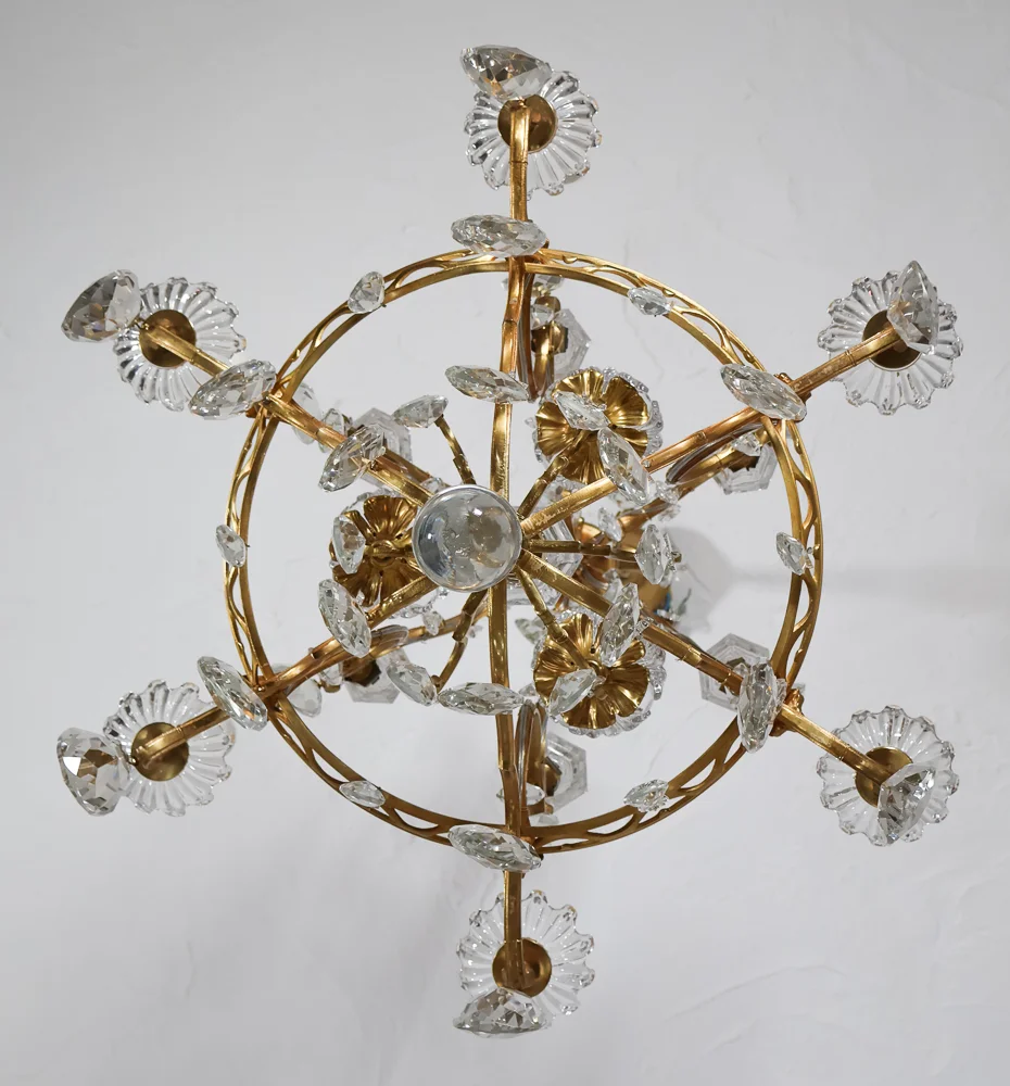 BRONZE AND CRYSTAL CEILING LIGHT