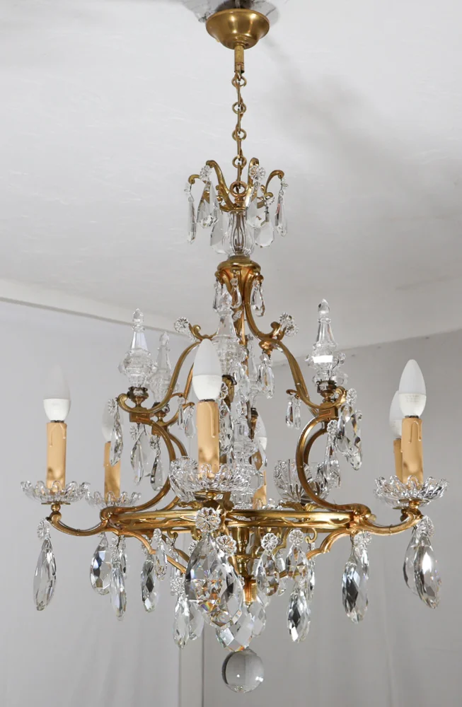 BRONZE AND CRYSTAL CEILING LIGHT