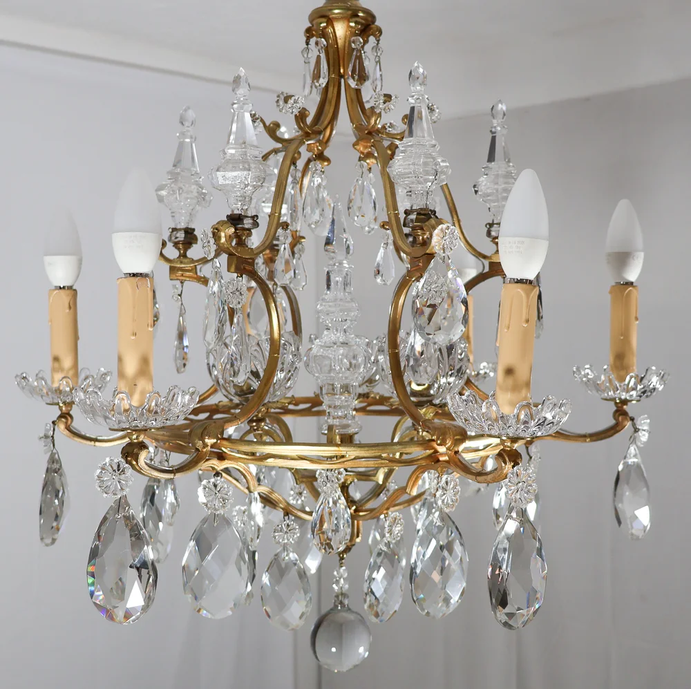 BRONZE AND CRYSTAL CEILING LIGHT