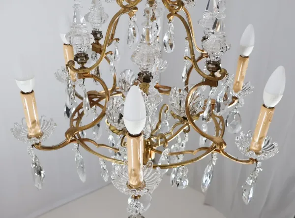 Lustre En Bronze Et Cristal Signé Baccarat Fin XIXe