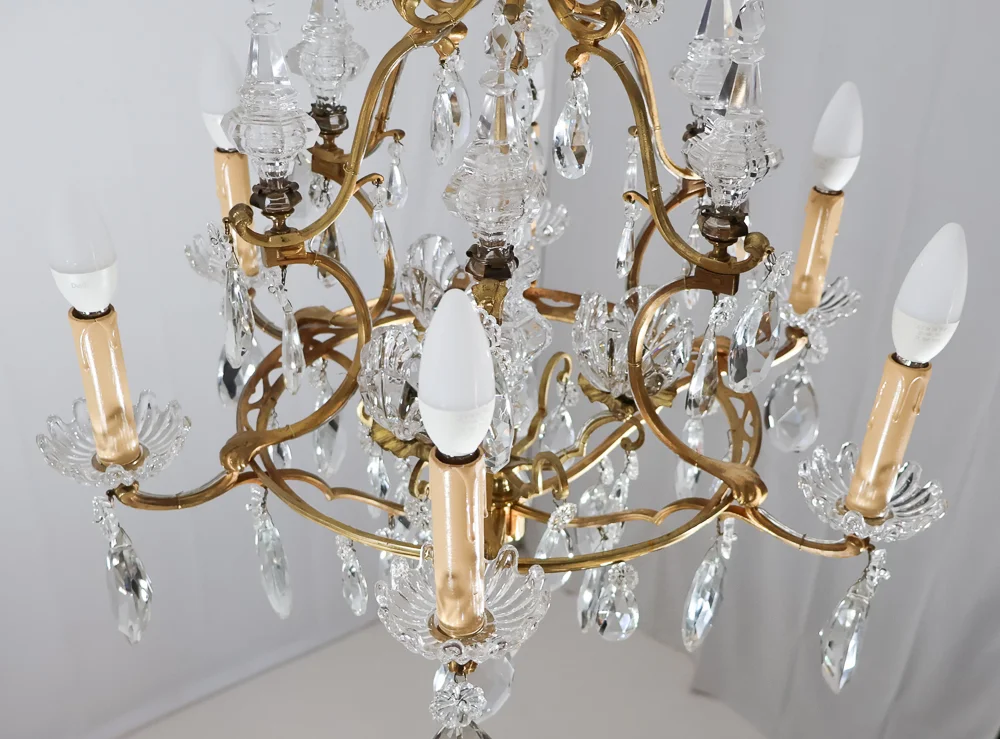 BRONZE AND CRYSTAL CEILING LIGHT