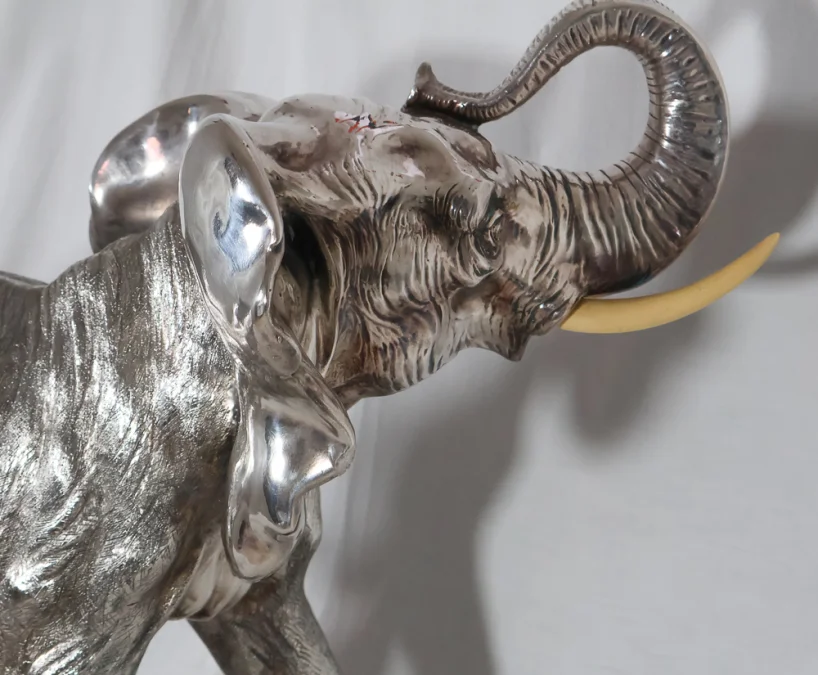 Grand Éléphant en argent Alessandro Magrino Italie circa 1980