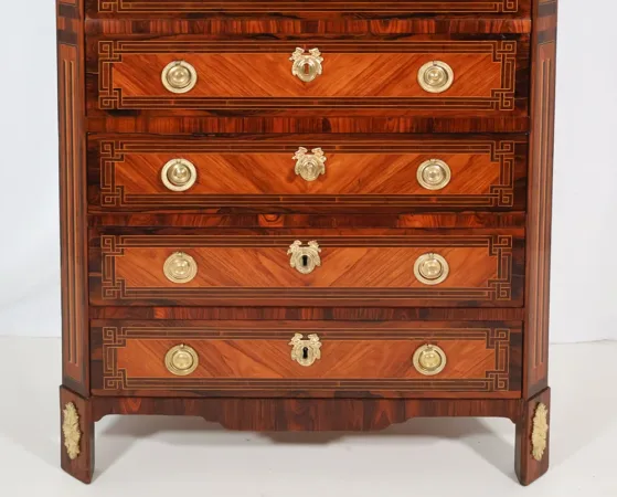 Secrétaire Chiffonnier en marqueterie  époque Louis XVI