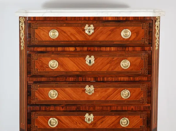 Secrétaire Chiffonnier en marqueterie  époque Louis XVI