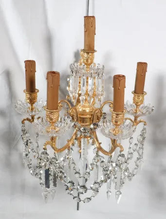 Paire D’appliques Baccarat  En Bronze Doré époque Napoléon III