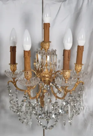 Paire D’appliques Baccarat  En Bronze Doré époque Napoléon III