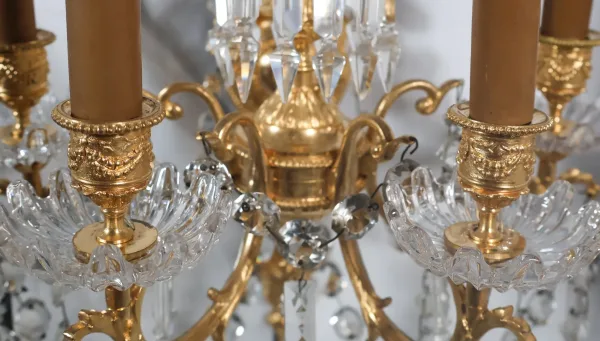 Paire D’appliques Baccarat  En Bronze Doré époque Napoléon III