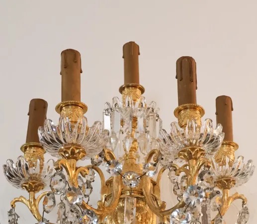 Paire D’appliques Baccarat  En Bronze Doré époque Napoléon III
