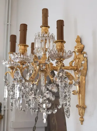Paire D’appliques Baccarat  En Bronze Doré époque Napoléon III